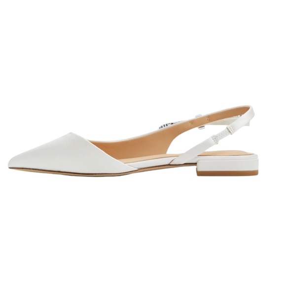 Ted Baker Jane Bow Slingback White Pointed Toe Flats Bridal Shoe NWT Size 10 - Picture 9 of 16